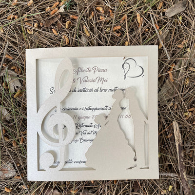 Partecipazione nozze tema musica laser cut Idea's Cottage