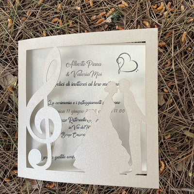 Partecipazione nozze tema musica laser cut Idea's Cottage