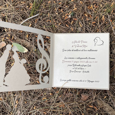Partecipazione nozze tema musica laser cut Idea's Cottage