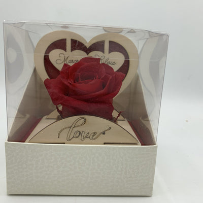Rosa Stabilizzata con cuore in legno Idea's Cottage