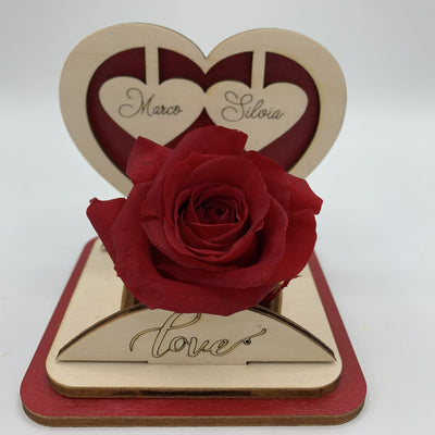Rosa Stabilizzata con cuore in legno Idea's Cottage