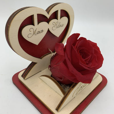 Rosa Stabilizzata con cuore in legno Idea's Cottage