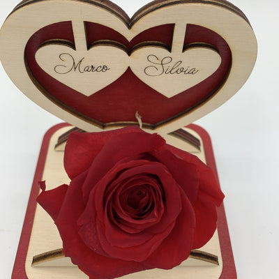 Rosa Stabilizzata con cuore in legno Idea's Cottage