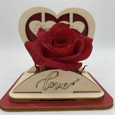 Rosa Stabilizzata con cuore in legno Idea's Cottage