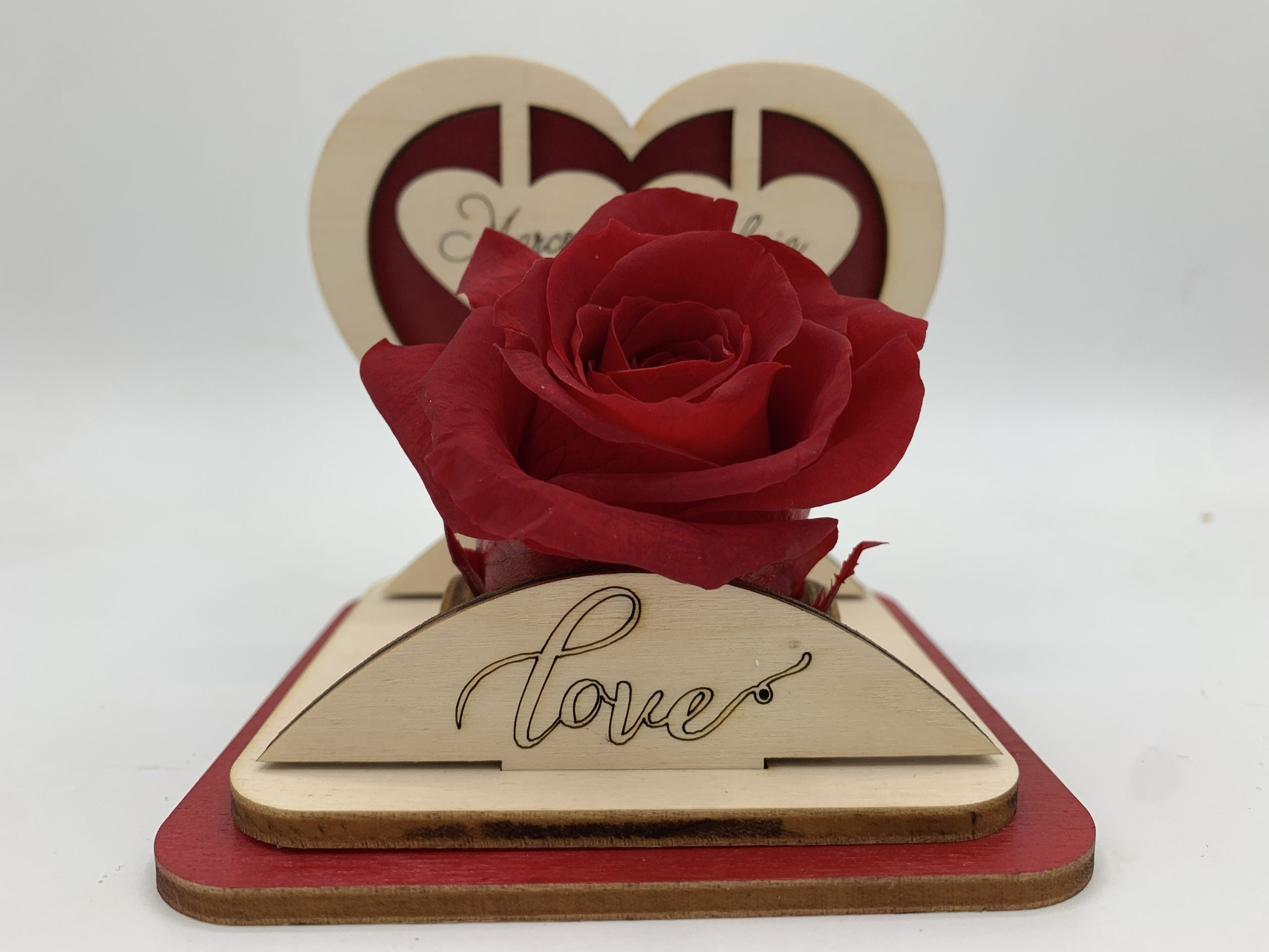 Rosa Stabilizzata con cuore in legno Idea's Cottage