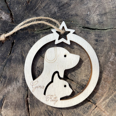 Pallina di Natale in legno personalizzabile con un nome per i nostri amici a quattro zampe Idea's Cottage