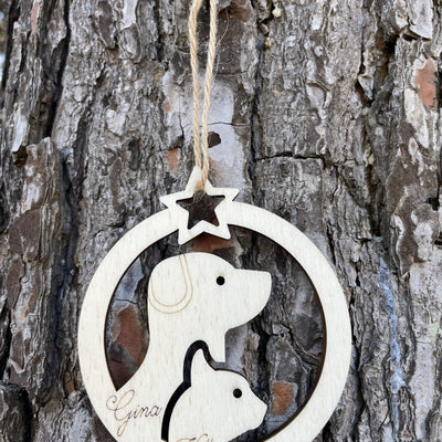 Pallina di Natale in legno personalizzabile con un nome per i nostri amici a quattro zampe Idea's Cottage
