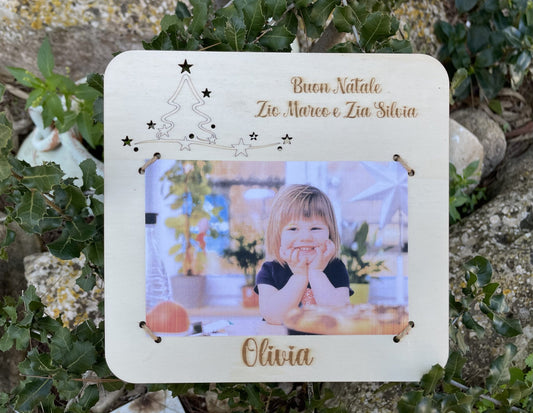 Quadretto portafoto personalizzato con nome con albero di Natale Idee Regalo Natalizie Idea's Cottage