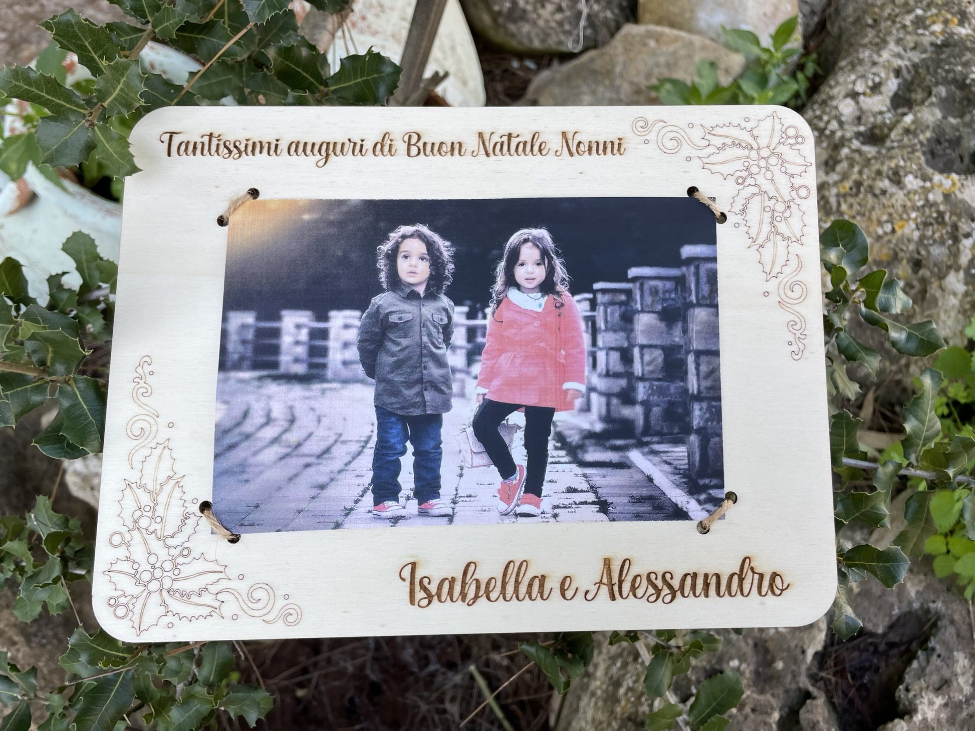 Quadretto portafoto personalizzato con nome con Agrifoglio Idee Regalo –  Idea's Cottage