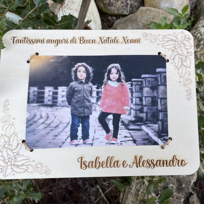 Quadretto portafoto personalizzato con nome con Agrifoglio Idee Regalo Natalizie Idea's Cottage