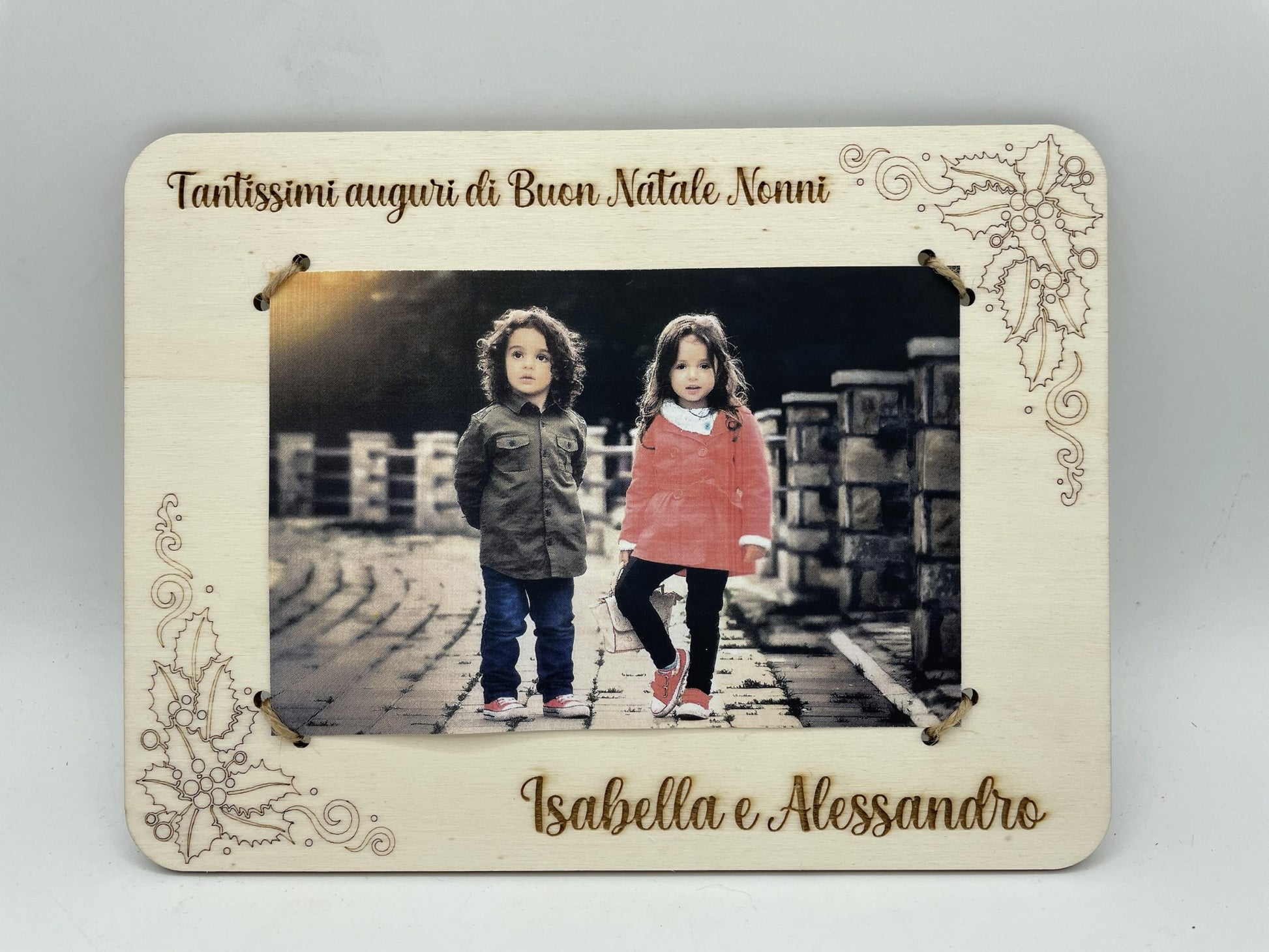 Quadretto portafoto personalizzato con nome con Agrifoglio Idee Regalo Natalizie Idea's Cottage