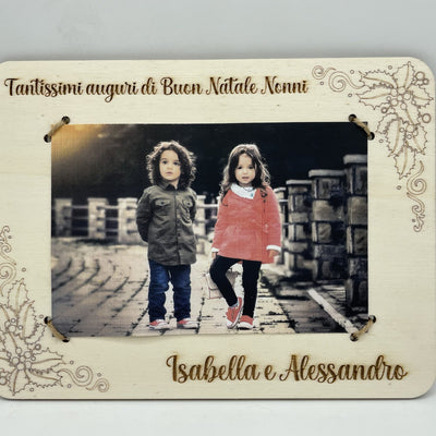 Quadretto portafoto personalizzato con nome con Agrifoglio Idee Regalo Natalizie Idea's Cottage