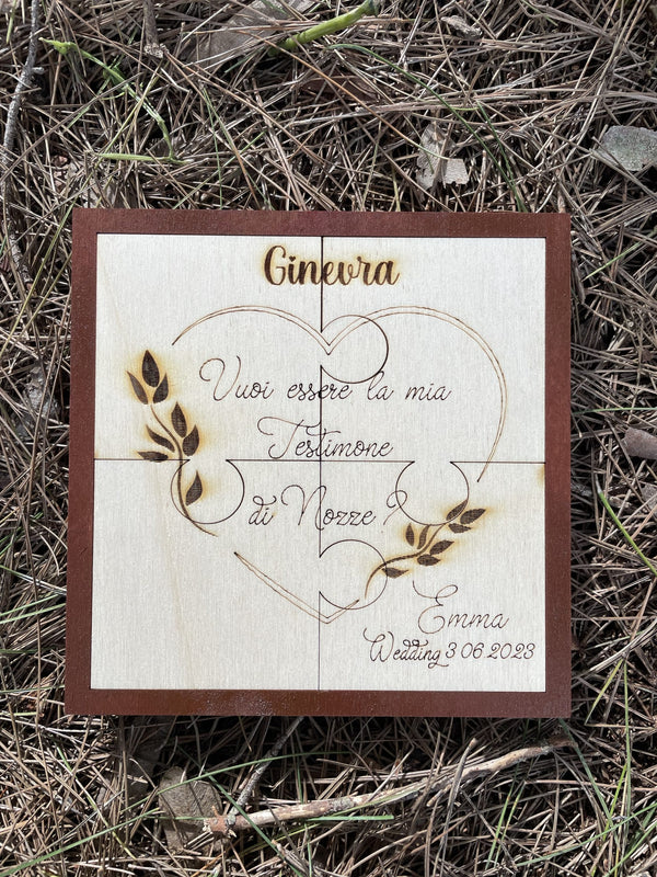Targa Puzzle Testimone con messaggio personalizzabile Idea's Cottage