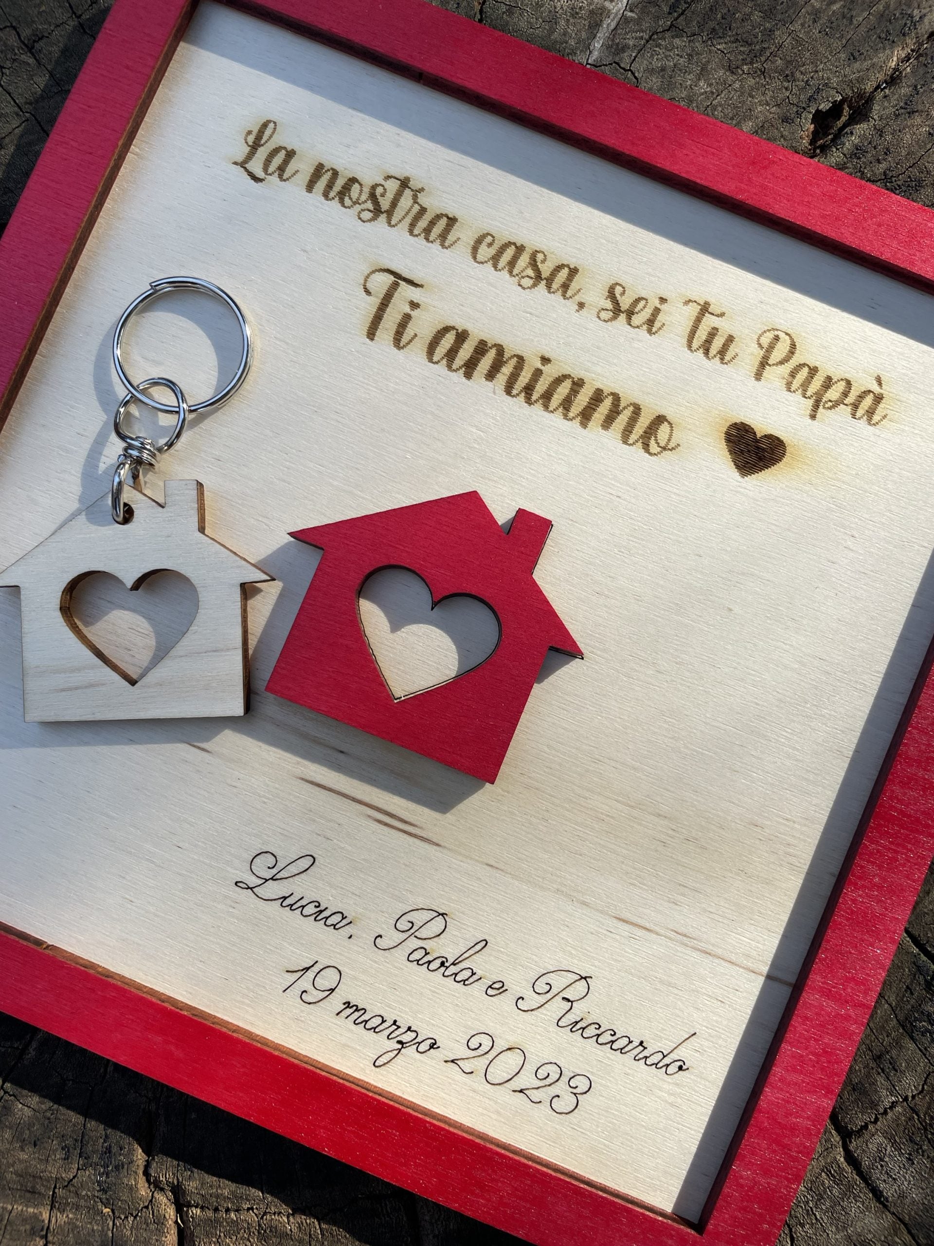Quadretto personalizzato con dedica e portachiavi casetta Idea's Cottage