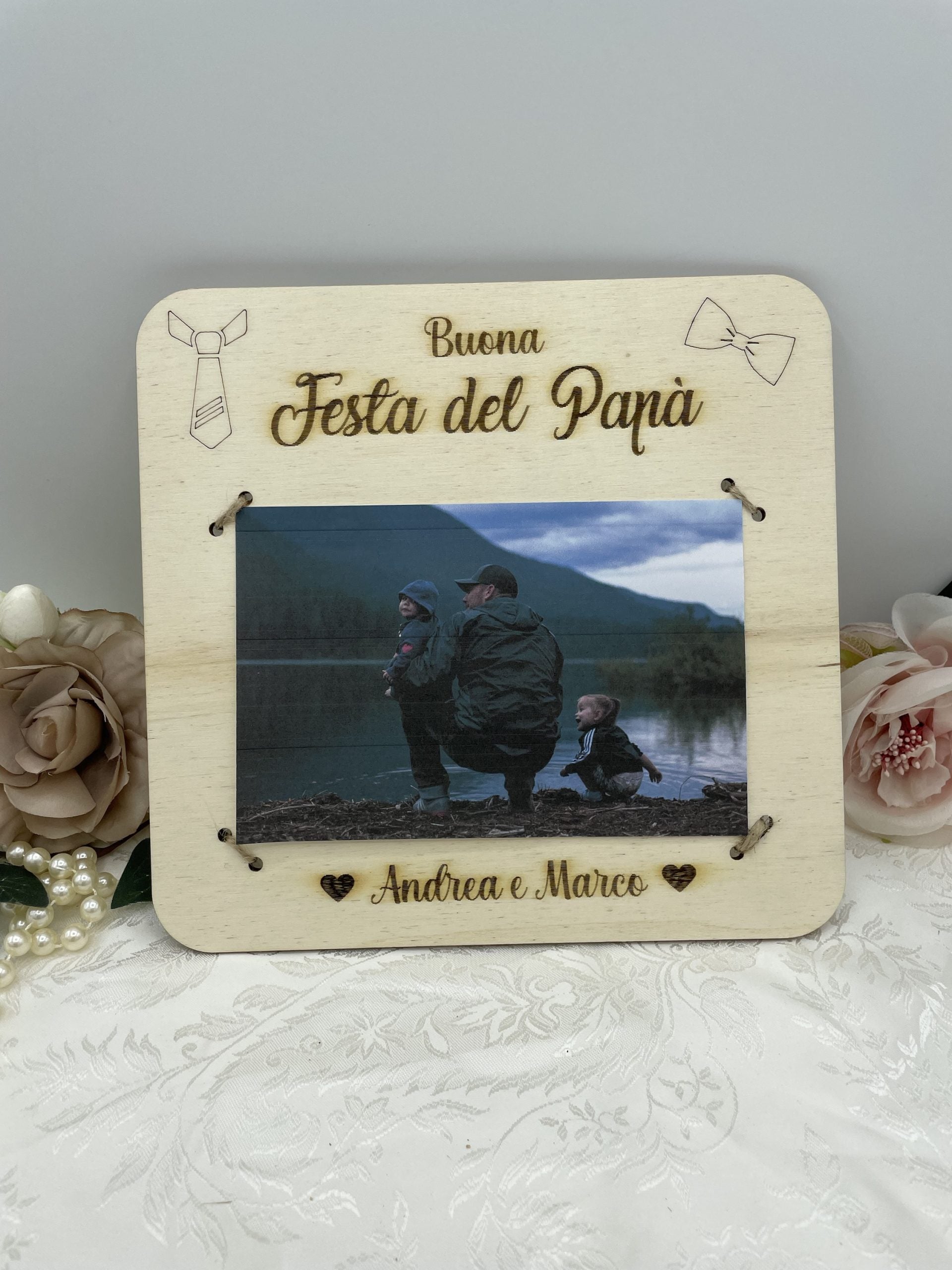 Cornice Portafoto Rustica In Legno – 20x25 Cm Per Foto 10x15, Regalo Per Papà O Amici