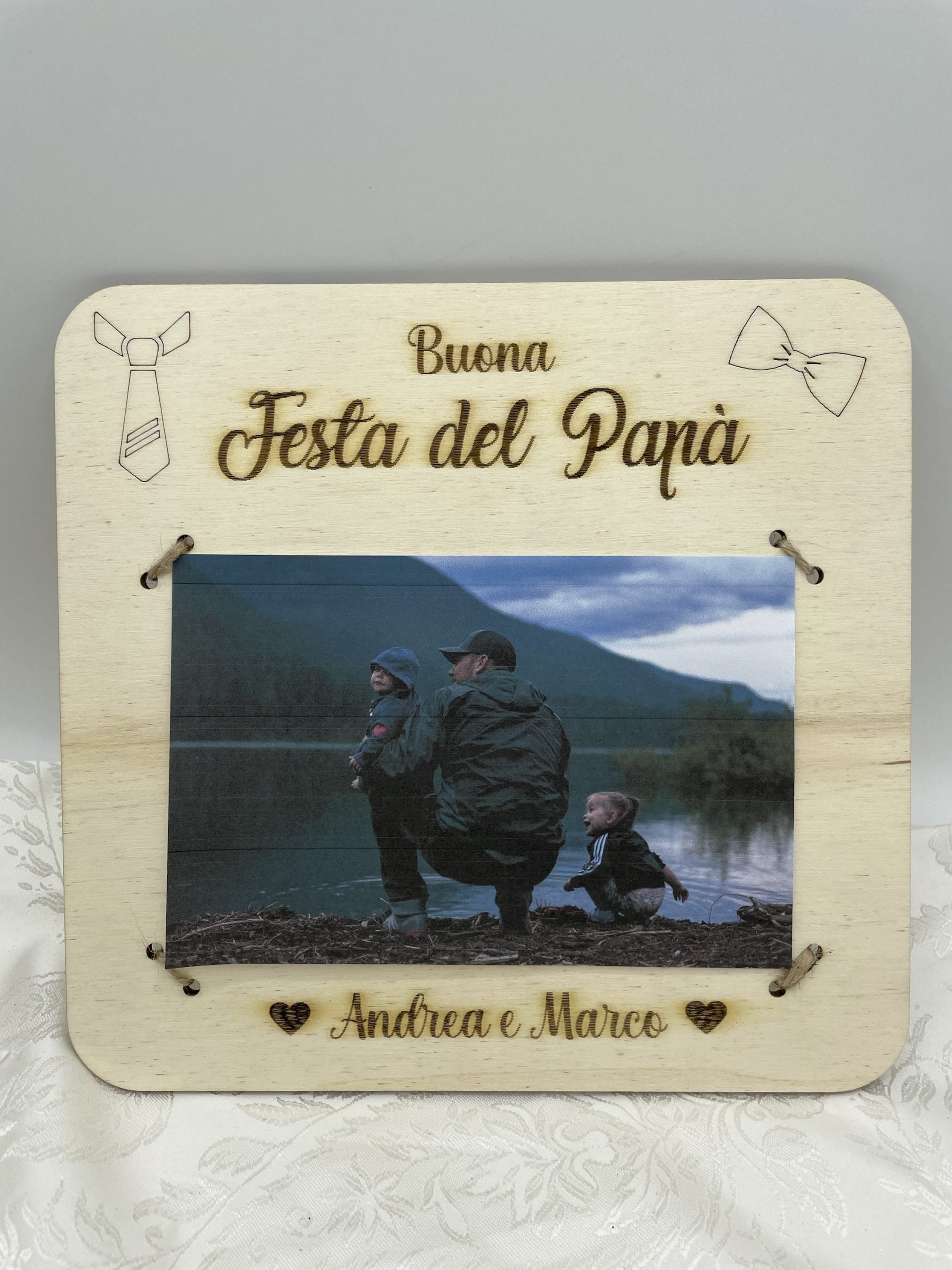 Quadretto portafoto personalizzato con nomi regalo per la festa del Papà Idea's Cottage