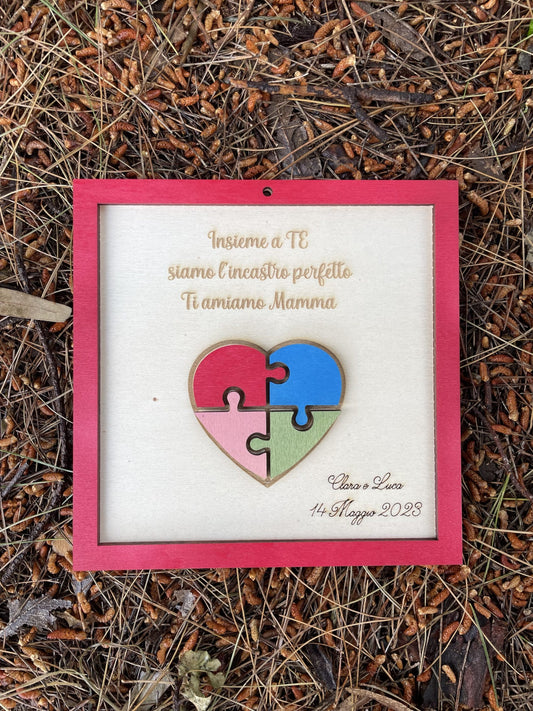 Quadretto personalizzato con dedica  e cuore puzzle Idea's Cottage