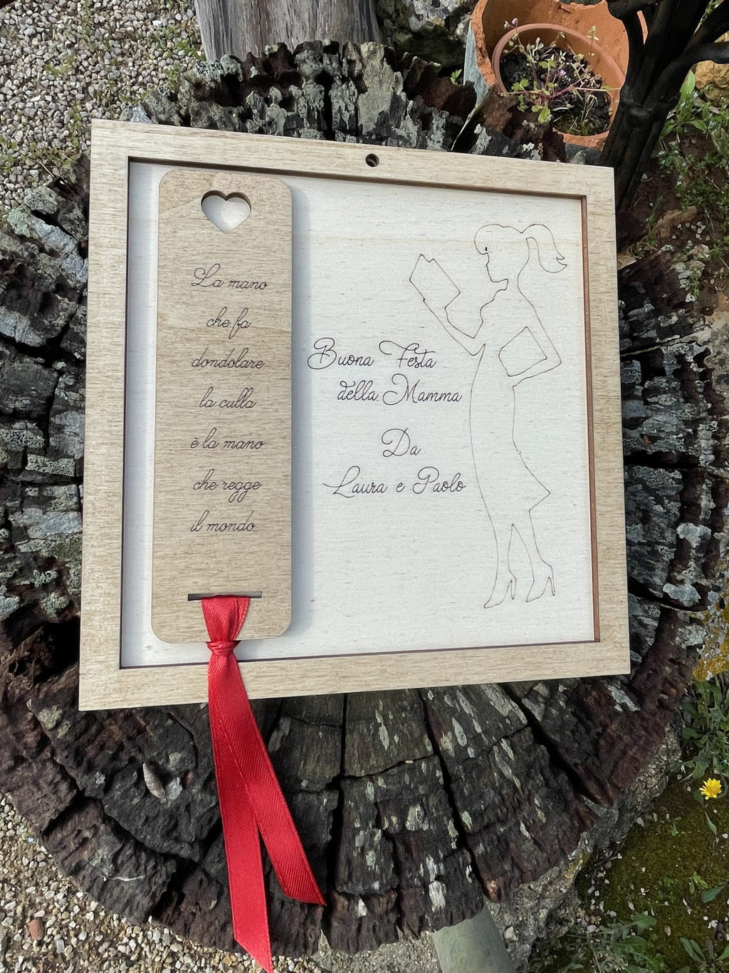 Quadretto personalizzato con dedica e segnalibro in legno Idea's Cottage