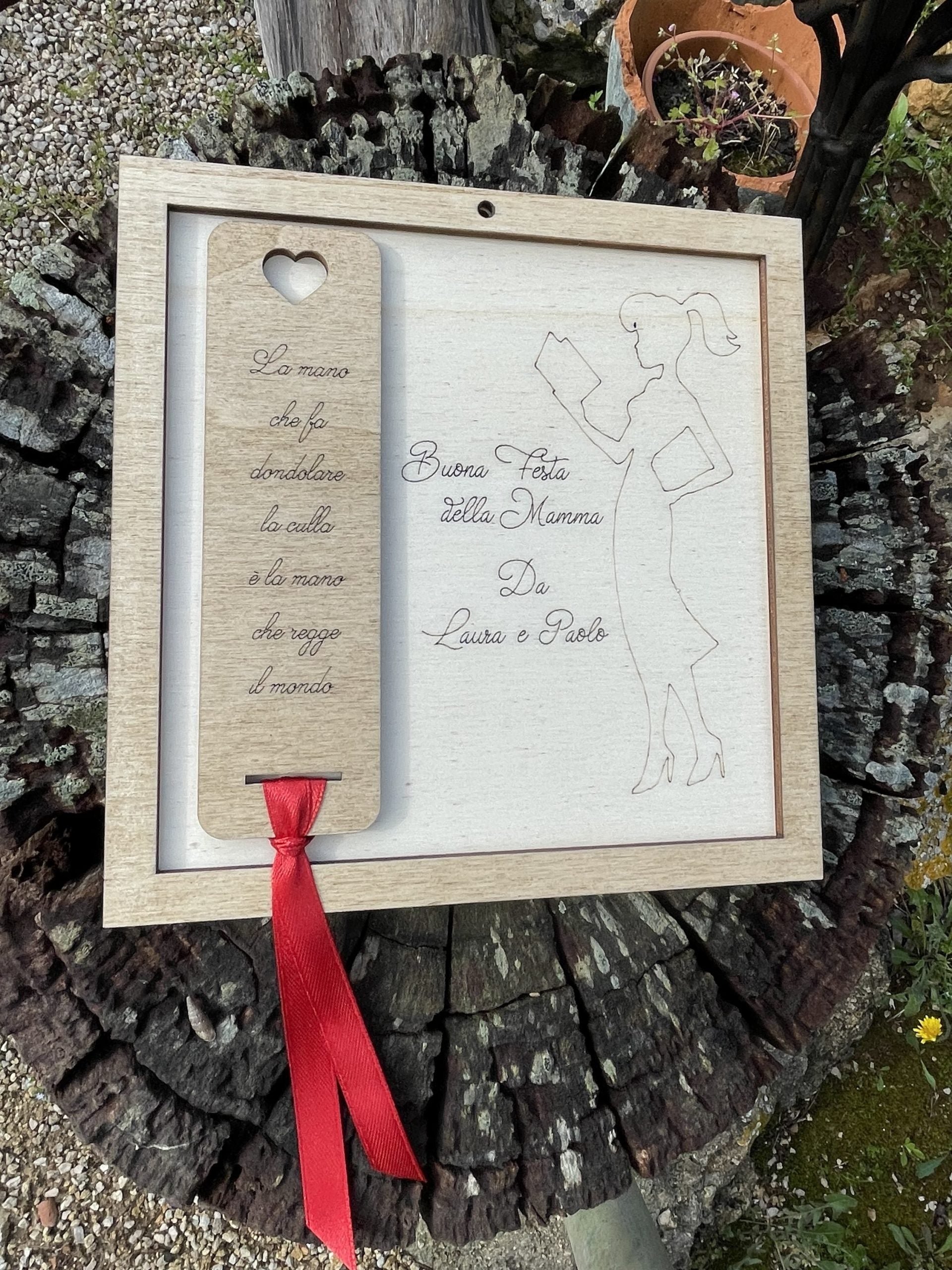 Quadretto personalizzato con dedica e segnalibro in legno Idea's Cottage