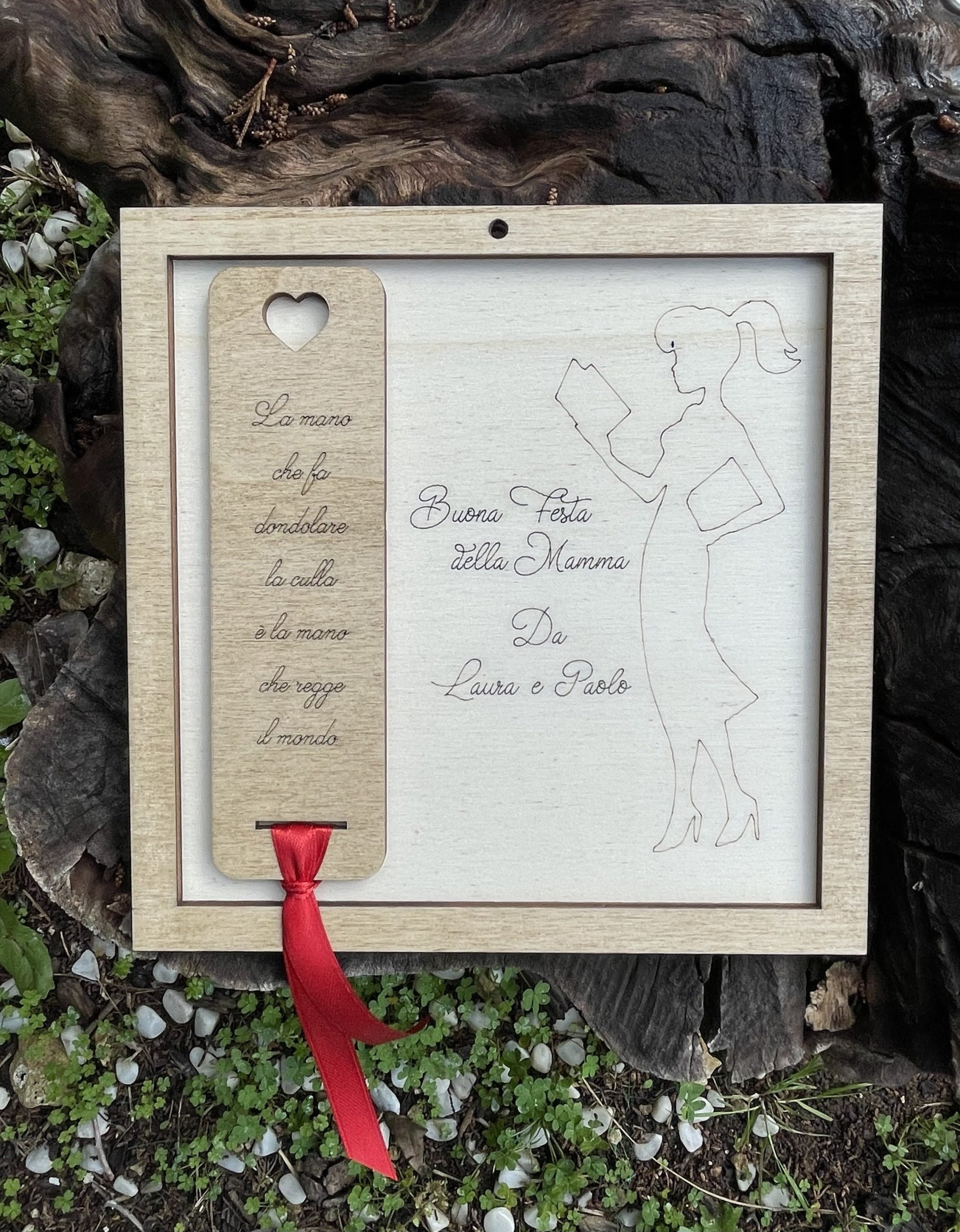 Quadretto personalizzato con dedica e segnalibro in legno Idea's Cottage
