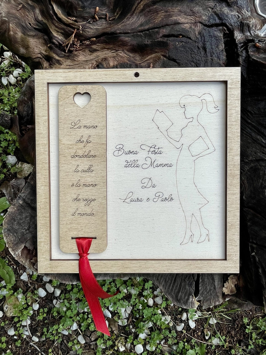 Quadretto personalizzato con dedica e segnalibro in legno Idea's Cottage