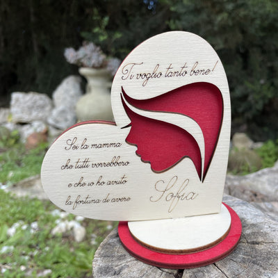 Quadretto a forma di cuore con base personalizzato con dedica Idea's Cottage