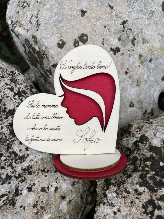 Quadretto a forma di cuore con base personalizzato con dedica Idea's Cottage