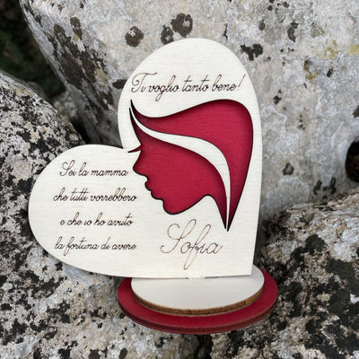 Quadretto a forma di cuore con base personalizzato con dedica Idea's Cottage