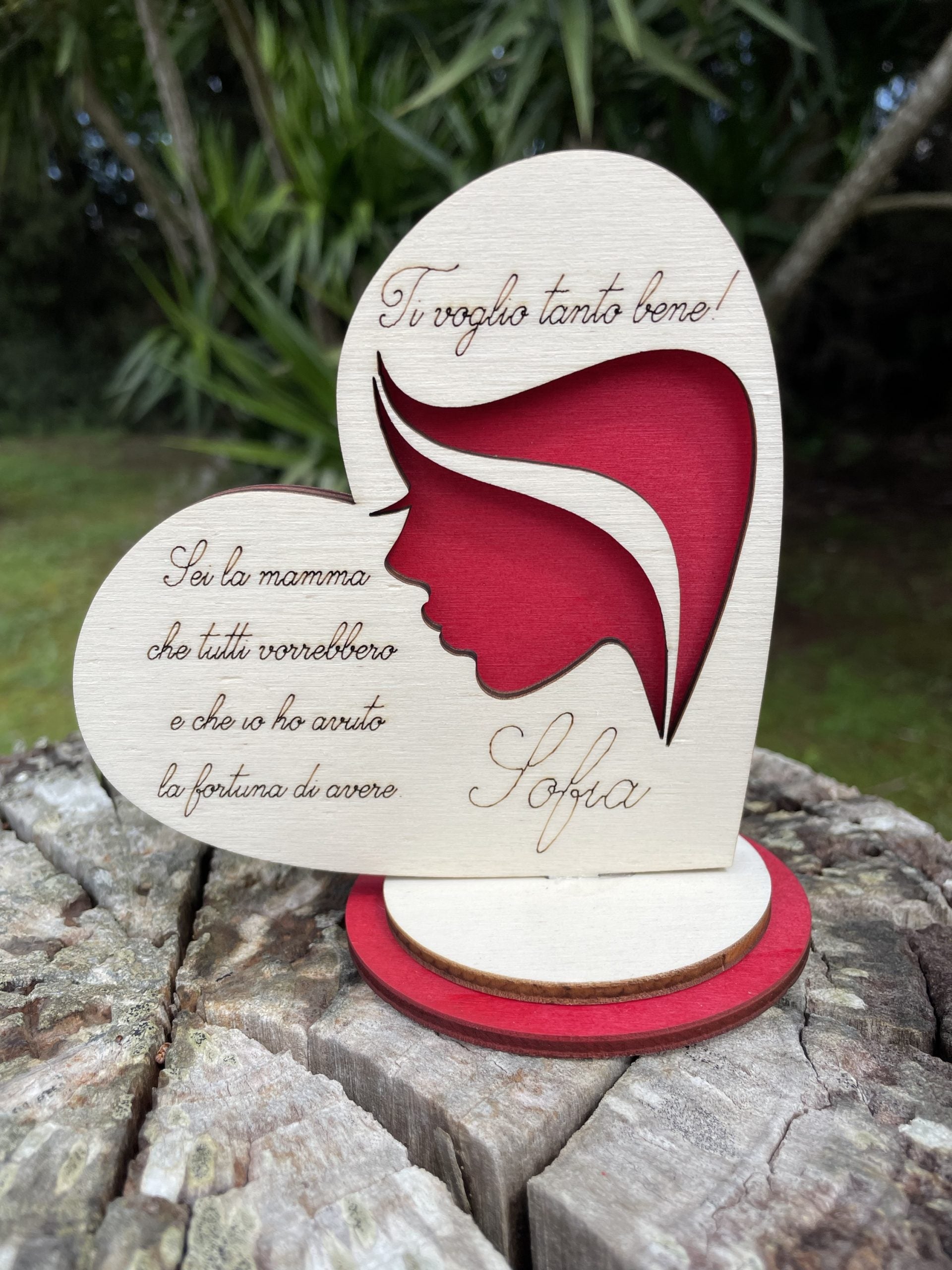 Quadretto a forma di cuore con base personalizzato con dedica Idea's Cottage