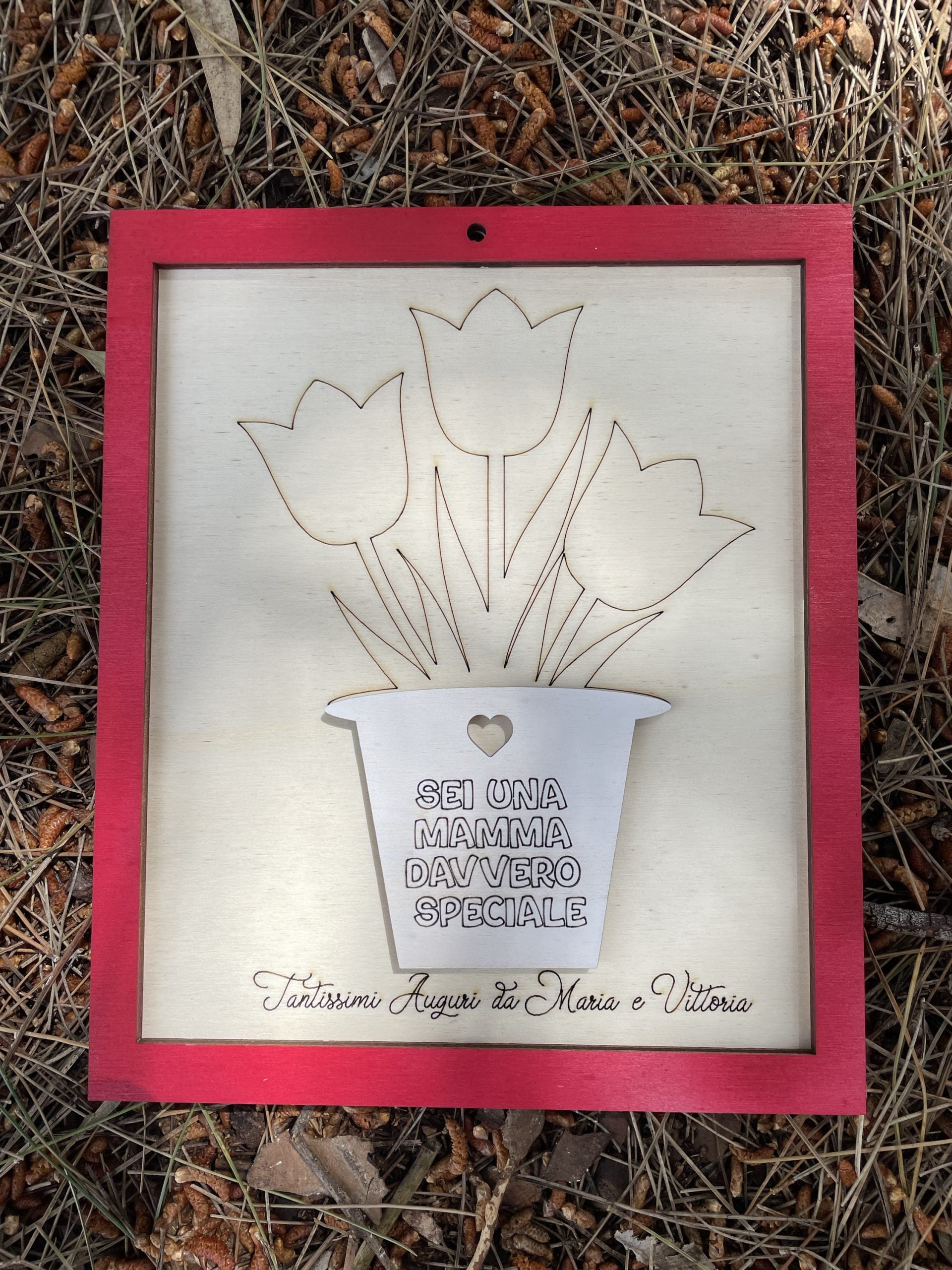 Quadretto personalizzato con dedica e fiori da colorare Idea's Cottage