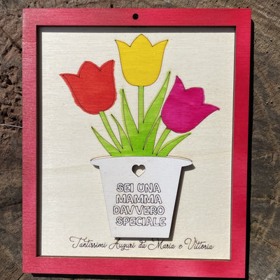 Quadretto personalizzato con dedica e fiori da colorare Idea's Cottage