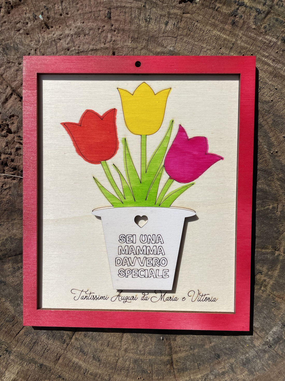 Quadretto personalizzato con dedica e fiori da colorare Idea's Cottage