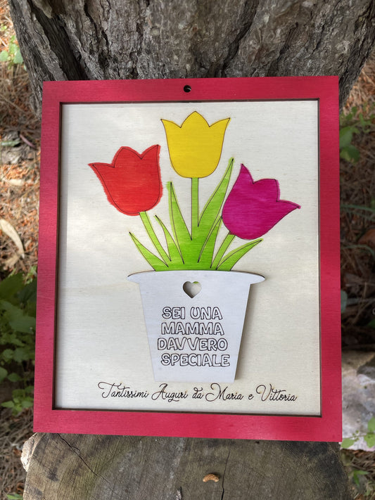 Quadretto personalizzato con dedica e fiori da colorare Idea's Cottage
