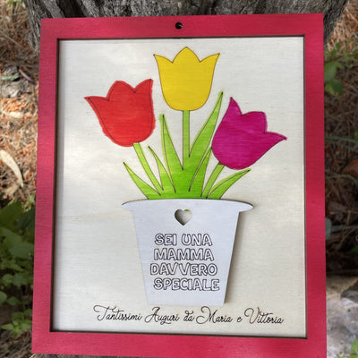 Quadretto personalizzato con dedica e fiori da colorare Idea's Cottage