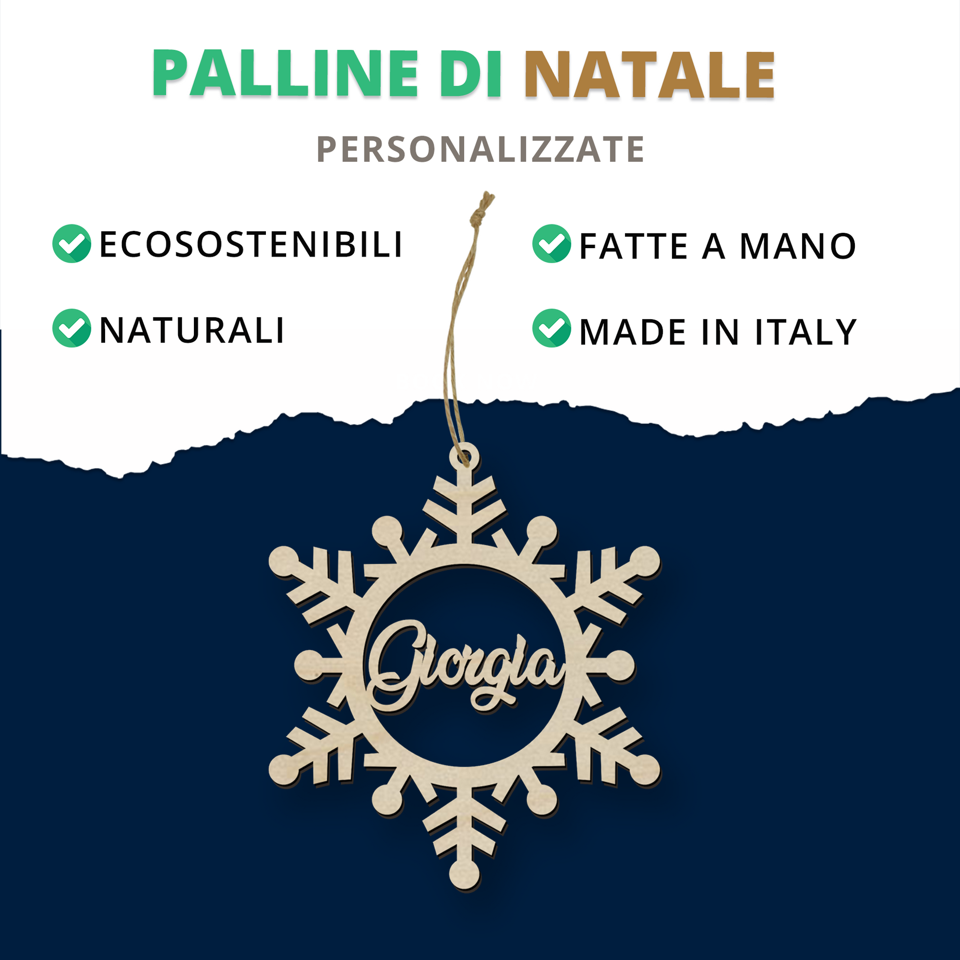 Pallina fiocco di neve per decorazioni natalizie personalizzate Tag regalo di NATALE Idea's Cottage