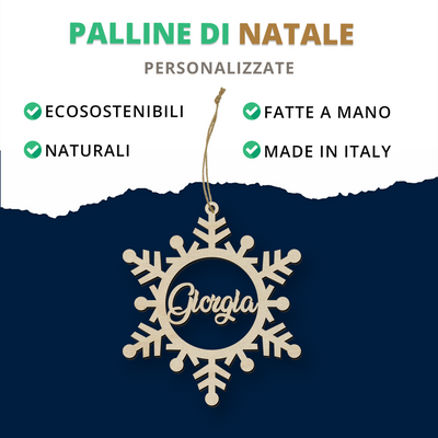 Pallina fiocco di neve per decorazioni natalizie personalizzate Tag regalo di NATALE Idea's Cottage