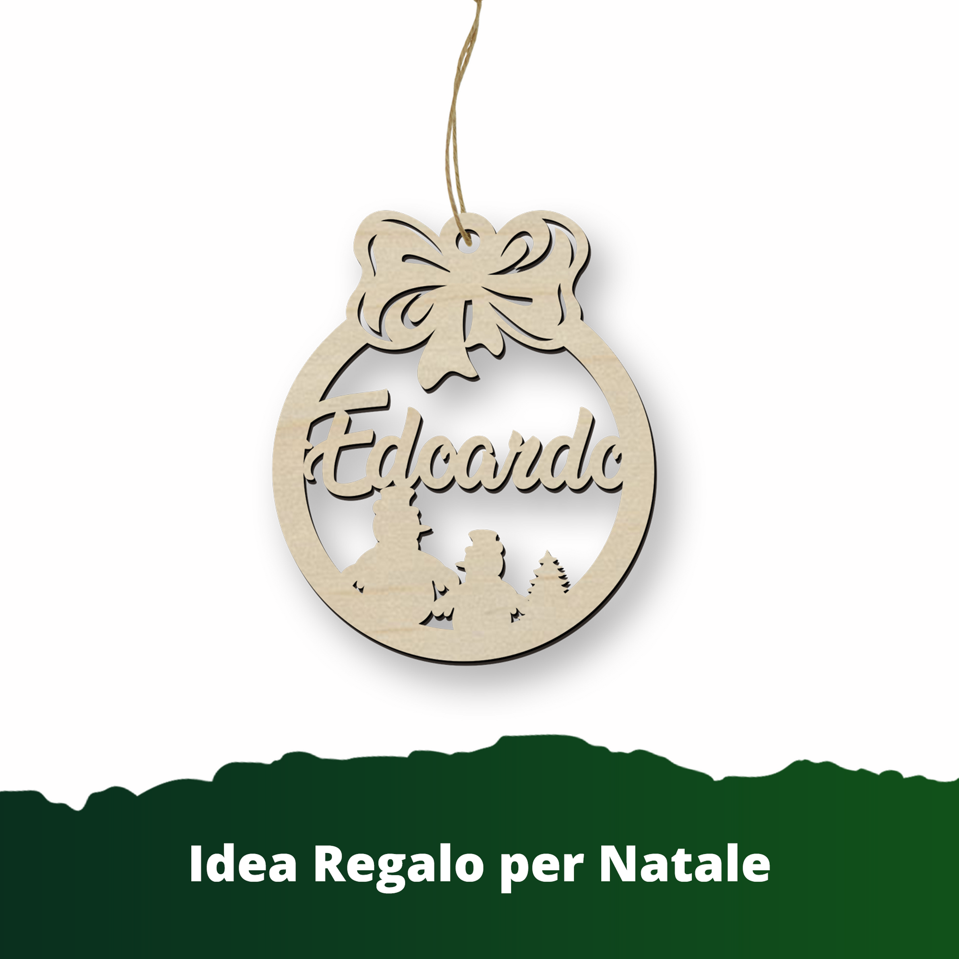 Pallina di Natale in legno personalizzabile con un nome ideale per le decorazioni Natalizie Idea's Cottage
