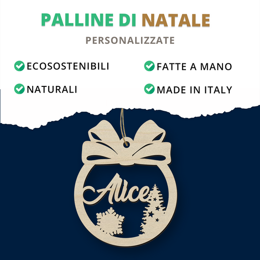 Pallina Natalizia in legno personalizzabile ideale per tutte le decorazioni del Natale Idea's Cottage