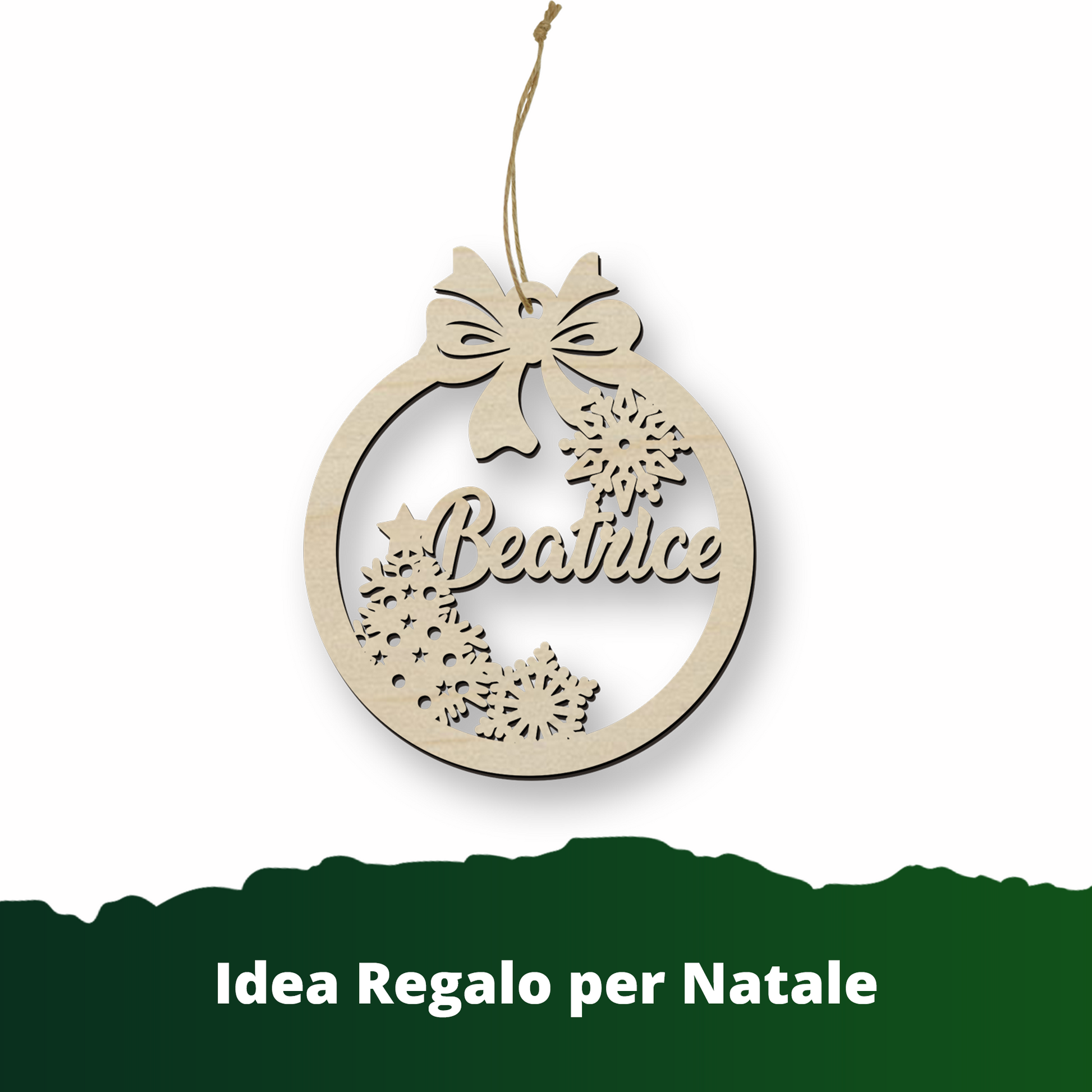Addobbo Natalizio in legno personalizzabile ideale per l'albero di Natale Idea's Cottage